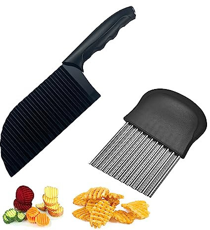 JXINLODGEG Vorteilspaket Wellenschneider, Edelstahl Kartoffel Gemüsehobel, Kartoffelchips Wellenschneider (Wellenschneider set) (Wellenschneider Set)