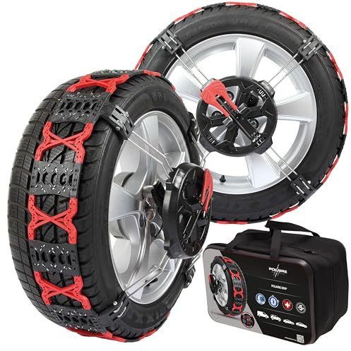 Polaire Grip – Paar Schneeketten vorne für Autoreifen, Haftung und Grip einer Kette – bei Schnee und Eis – schnelle und einfache Spannung und Montage – automatische Spannung und Zentrierung (100)