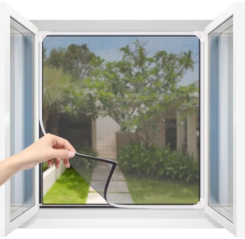 DMSELL Adjustable Magnetic Fly Screen Window, 90x120cm Magnetic Window Screen Prevents Insects/Flies/Mosquitoes Out