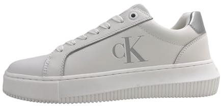 Calvin Klein Donna Sneakers con Suola Preformata Chunky Laceup Profilo Basso, Bianco (Bright White/Silver), 38