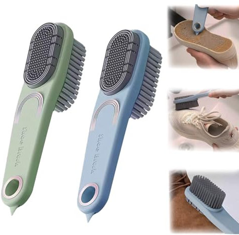 KASESSS 2 Pezzi Spazzola Scarpe Bifacciale, Spazzola per Scarpe Multifunzionale, Setole Dure e Morbide Spazzole per Scarpe con Manico Domestico Spazzola Pulizia per Scarpe Vestiti Cucina Bagno
