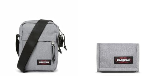 EASTPAK THE ONE Umhängetasche, 27 L - Sunday Grey (Grau) & Crew Single Geldbörse, 27 L - Sunday Grey (Grau)