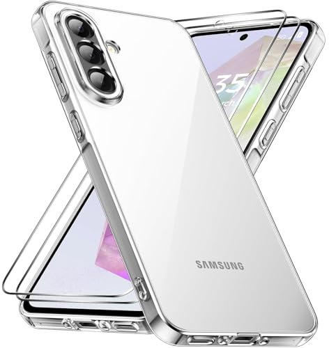 caslord Funda para Samsung Galaxy A36 5G Transparente Case [2 Protector de Pantalla] [Anti-Amarillo] [Ultra Delgado] [Protección contra caídas] Suave TPU Caso Delgada Anti-Choques Cover - Clear