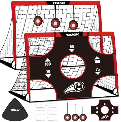 Yimore Fussballtore für Garten Kinder mit Tragetasche-3 in 1 Kinder Fußballtor Torwand für Kinder-Faltbares Fußball Tor Fussballtore Geschenke für Garten Kinder 120 x 90 x 90 cm (120cm with 4 Models)