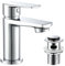 Basin Mixer Tap with Pop Up Waste, Modern Bathroom Sink Taps Mono Single Lever Chrome Brass Basin Taps with Drain