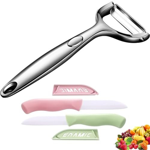 Set Pelador de Patatas Profesional con Cuchillos de Cerámica – Corte Preciso y Pelado Fácil para Frutas y Verduras – Ideal para Cocina Diaria y Amantes de los Utensilios de Cocina de Alta Precisión