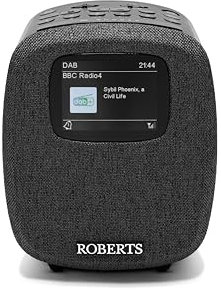 Roberts ORTUS5 FM/DAB/DAB+ Digital Clock Radio with Bluetooth, Alarms and Colour Display, Black