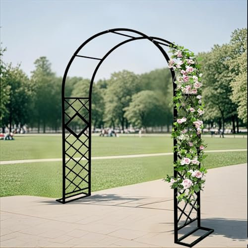 AJTXCSFOQL Arco de Rosas con Base, 140 260 180 220 300 340 Soporte para Enredaderas y Clematis, Impermeable Enrejado Pérgolas para Jardines y Eventos(Negro,W260xH230cm)