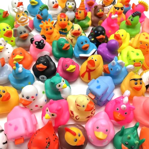Liliiflora 30 Pack Rubber Ducks in Bulk, Random Assortment Mini Rubber Duckies, Bulk Party Favors for Kids, Bath Toys for Toddler, Suitable for Cruise Ship & Jeeps Ducking