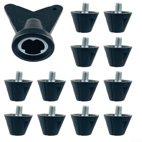Honseadek Lot de 12 crampons de rechange pour chaussures de football, design antidérapant, construction en métal et plastique, diamètre de vis 5 mm, différentes options de longueur (9 mm)