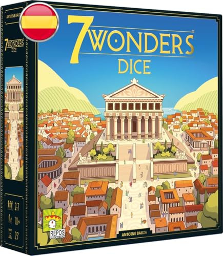 Asmodee 7 Wonders Dice, Juego de Mesa Roll & Write de Estrategia Rápida de Las Siete Maravillas de la Antigüedad, Construcción y Gestión de Recursos, 10+ Años, 2-7 Jugadores, 25 Minutos, Español