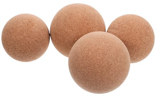 IMIKEYA Palloni da massaggio in sughero 4 pezzi 2 x 60 mm e 2 x 70 mm per fascia terapia plantare e sollievo muscolare, massaggiatore manuale portatile per yoga, fisioterapia e rilassamento del corpo