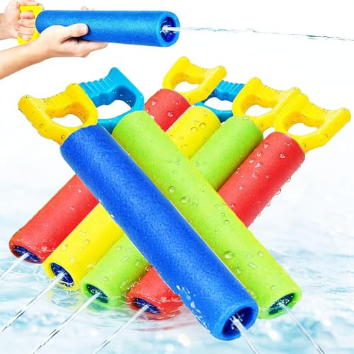 6 Pezzi Pistola Ad Acqua Schiuma, 40-60cm Pistola ad acqua in schiuma di colori, Portata Fino a 6-7 Metri,per Piscina,Spiaggia,Giardino All'aperto,Adatte a Bambini e Bambine(4 Colori)
