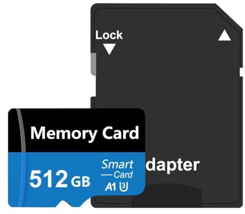 Tarjetas de Memoria 512GB, Card Gran Capacidad SD Card con Adaptador UHS-3 C10 Memory Card para Cámara, Teléfonos, Smartphone, Videocámara, Tableta