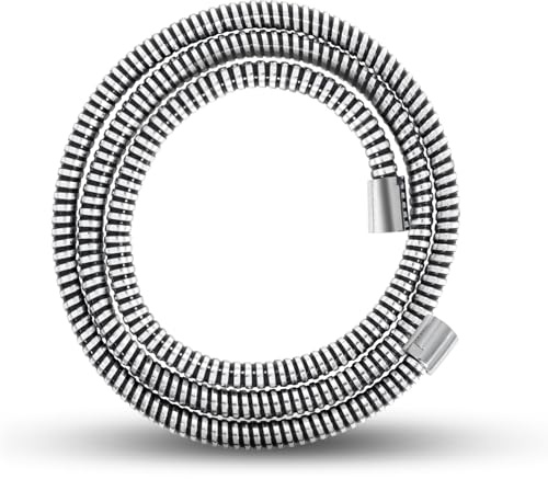 OFFO Flexible Douche 2m en Acier Inoxydable, Tuyau Douche avec Revêtement Protecteur, Flexible de Douche Anti-Torsion, Universel G1/2, Facile à Nettoyer, pour Salle de Bain, Chromé