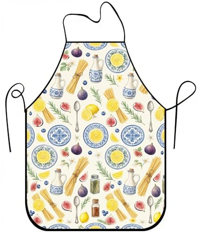 Delantal culinario vintage para cocinar, diseño italiano de hierbas y frutas, delantal de cocina, cocina de verano, barbacoa, jardinería, chef, trabajo, 1 unidad