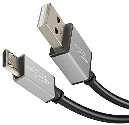 KabelDirekt – Cable Micro USB 2.0 – 2m – (cable de datos de alta velocidad y cable de carga, adecuado para smartphones y tabletas con conexión Micro USB, negro / space grey) – PRO Series