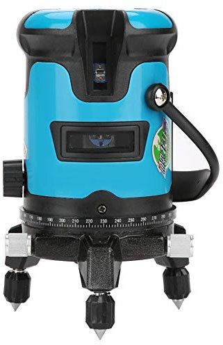 Akozon Nivel Láser Autonivelante Línea Verde 360 grados Vertical Cruz con Posicionamiento Punto Láser de Tierra Interior y Exterior Azul claro(5 líneas)