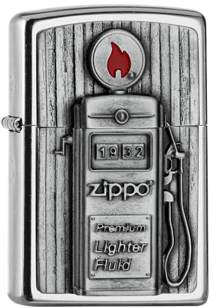 ZIPPO - Street Chrome - Gas Pump Emblem 3D - gasoline Windproof lighter, refillable, in gift box