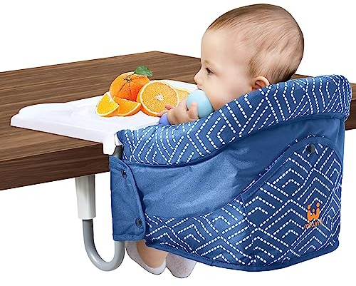 MTWML Seggiolone portatile con gancio e vassoio, che si attacca al tavolo, sedile veloce da agganciare al tavolo per neonati e bambini. Seggiolino per l'alimentazione dei bambini per tavoli da pranzo