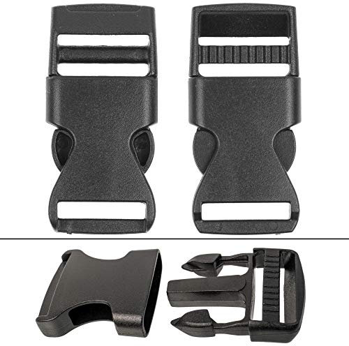 Hebilla de Liberación Lateral Doble, Tamaño 20 mm, Paquete de 2 unidades, Hebilla de Mochila, Hebilla para Cinturón, Hebillas de Plástico para Collar de Perro, Bricolaje, Accesorios, hebilla mochila