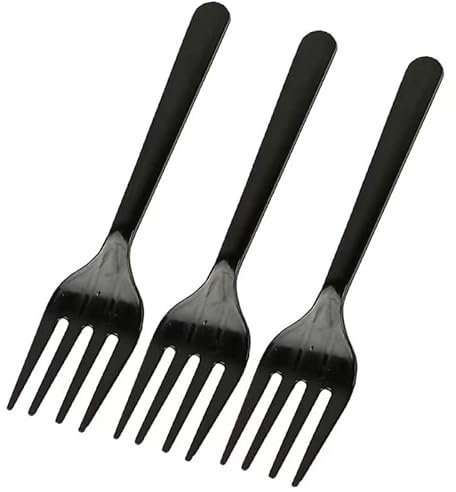 100pcs Black Dessert Forks Strong Heavy Duty (Washable & Reusable) (Black)