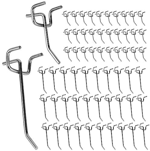 efuturetime 60 x Crochets pour Panneau Perforé en Deux Longueurs (5cm et 10cm), Pegboard Hooks, Crochet pour Ètagères de Entrepôt, Atelier, Magasin de Proximité, Magasin d'Accessoires