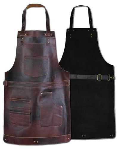 Dark Brown Full Grain Leather Apron Butcher -Cook-BBQ -Cooking - Wood work - Cheff - BBq Grill Gift - DIY - Grill Apron