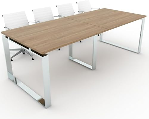 DUÓFIC Mesa de Reuniones, Conferencias y Oficinas. Estructura metálica con Marco Cerrado Color Cromado (240x100). Fabricado en España. Envio a Toda la Península. (Olmo.)