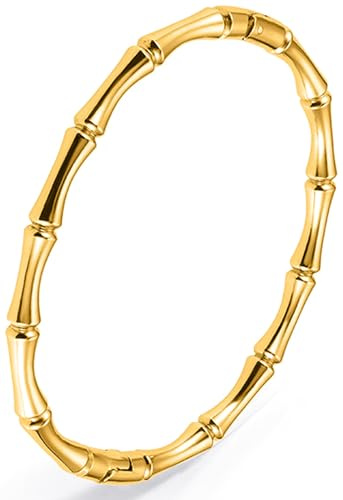 Tidefire Stainless Steel Bamboo Design Bracelet Titanium Steel Bangle (Bamboo Gold)
