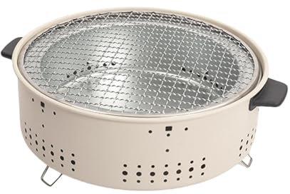 Barbecue au charbon de bois portable, barbecue au charbon de bois portable,Petit gril en acier inoxydable anti-brûlure - Double méthodes de cuisson, gril de table rond au charbon de bois pour fête bar