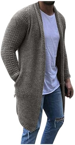 Rrongwn Cárdigan de Forro Polar Para Hombre - Manga Larga, Color Negro, Informal, de Punto, Chaqueta Tradicional de Transición, Ajuste Delgado, Suéter Fino