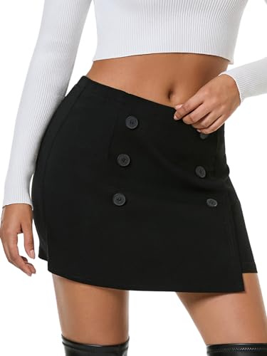 EXLURA Womens Fall Plaid Bodycon Mini Skirts High Elastic Wasit Short Skirt Trendy Winter Sexy Y2K Fashion Outfit Black