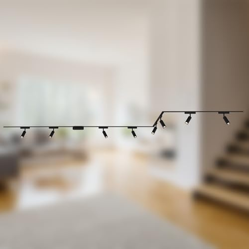 BRILONER - Sistema di binari Luxtrail set completo, 8x faretti LED, forma a U/Z, lampade, orientabile, sistema di binari a soffitto, binario per faretti, lampada a soffitto, faretto, 5m, nero