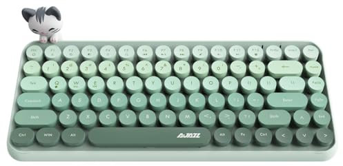 Hoopond X AJAZZ 308i Tastiera wireless Bluetooth, mini tastiera a 84 tasti layout compatto con simpatico gatto magnetico, tasti rotondi in ABS retrò, pannello opaco, ergonomica per PC, laptop-Verde