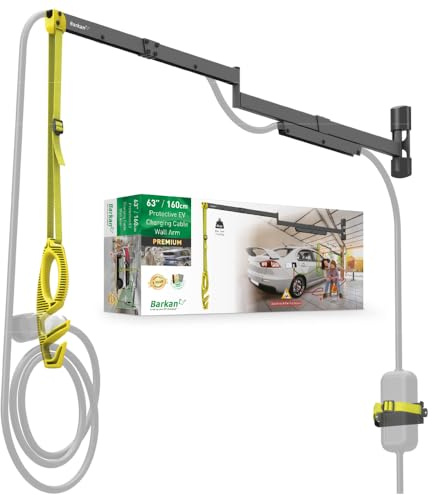 Barkan 160cm Lange EV Ladekabel Wandhalterung arm, 5 Jahre Garantie, Draußen/Outdoor Wetterfest und wasserdicht, für E Auto EV/PHEV/Elektroauto Kabel