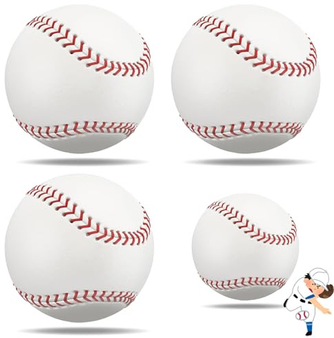 Xsybegdlk 4 Packs Standard 9 Inch Baseball Ball Training Practice and Game Balls for Practice & Games, Ball Training Baseball for Outdoor Sports，Perfect for Youth and Adult Practice
