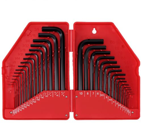CHUEHKAK 30tlg Innensechskantschlüssel Satz, Metrisch 0,7-10 mm & Zoll 0,028 bis 3/8 - Inbusschlüssel Set mit Aufbewahrungsbox, Extra Lange Winkelschlüssel für Mechaniker, Fahrrad und Heimwerker