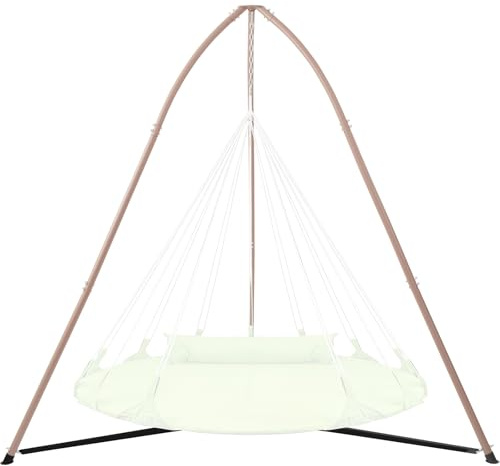SELFLA Soporte para Silla Colgante de Trípode Multiuso, Soporte Resistente para Silla Colgante Interior & Exterior, Diseño Triangular Ajustable en Altura, Capacidad 149,6 kg, Montaje Fácil - Marrón