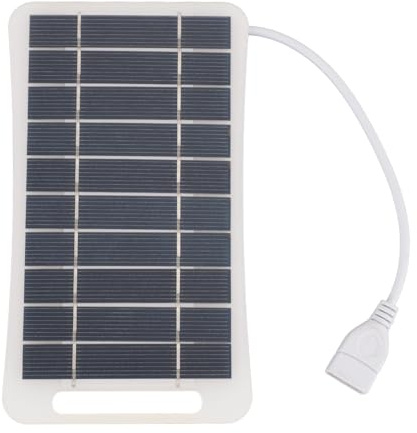 Pissente 5W USB Solarladdare, Bärbar Solarladdare Solpanelkit med Monokristallint Silikon Högeffektiv för Camping Resor Utomhus (vit)