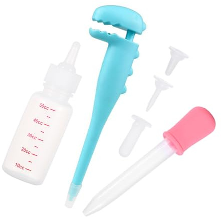 SEWACC Kit Biberón para Mascotas con Tetinas para Cachorros y Gatitos Botella de Alimentación para Leche y Medicamentos Rosa y Azul