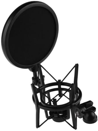 Ujjdwiurgh professionell mikrofon stötdämpande hållare justerbar studio mikrofon konsol med skyddsfilter skärm studiostativ