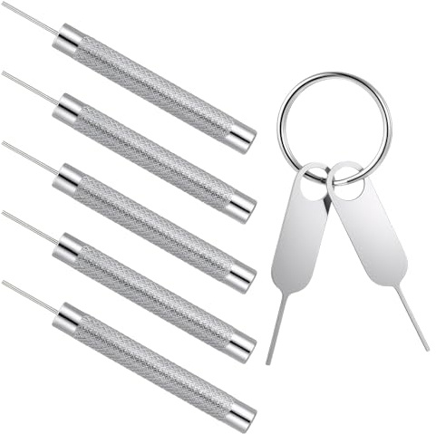 Apojgitn 7 aghi per scheda SIM, con anello portachiavi, scomparto per schede SIM, aghi di espulsione, strumento per la rimozione della scheda SIM