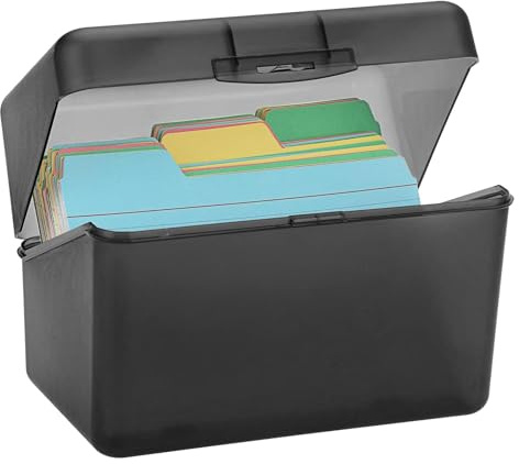 Index Card Box, 3x5 Inch Notecard Organizer, Index Card Holder, Holds 250 Cards, Sturdy PP Plastic, Locking Lid, For Desk Office School, 6 Color Options (Grey)