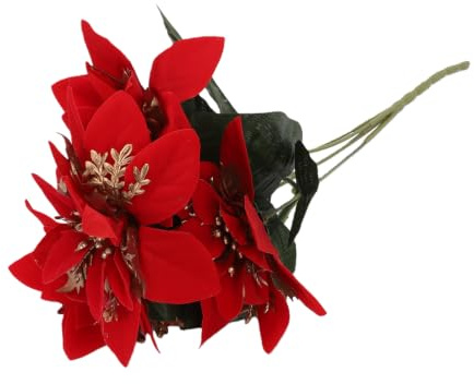 LICAEVEY Konstgjorda Julstjärna Blommor 6-pack, Konstgjorda Julstjärna Buketter med 30 Blommor Naturtrogen Sidenröd Julstjärnor för Julträd Krans Mantel Bröllop Centerpieces Hem Utomhus
