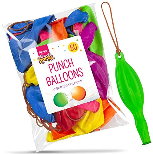 Jaunty Partyware 50x Large Punch Balloons for Kids Ideal Party Bag Fillers - 12 Inch Large Size - Assorted Colours - Fun Children’s Party Ideas - Thick & Strong - Easy to Inflate