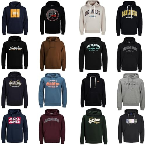 JACK & JONES Fugu18 Huvtröja för män, 3-pack, blandade sweatshirt med bomullsblandning, M
