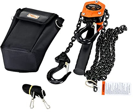 SuperHandy Mini Lever Hoist Come Along 1/2 TON 1100 LBS Capacity 5FT Lift 2 Heavy Duty Hooks Commercial Grade Steel for Lifting Pulling Construction Building Garages Warehouse Automotive Machinery