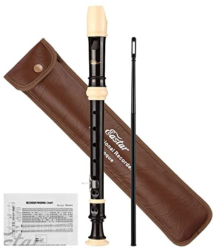 Eastar Sopran-Blockflöte für Anfänger, Kinder, Barockstil, C-Tasten-Blockflöte, Instrument, ABS, klassisch, 3-teilig, mit Reinigungsset, Daumenauflage EB0036