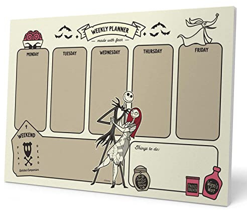 Grupo Erik Weekly Planner A4 - Disney The Nightmare Before Christmas Gifts | Undated Daily Planner Family, Desk Calendar, 54 Tear Off Pages Notepad | Disney Gifts Under 10 Pounds